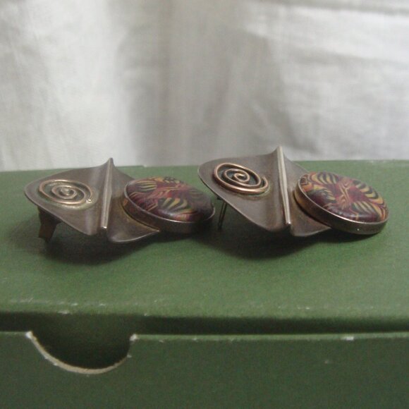 90s Vintage Artisan Sterling Silver Earrings - Picture 6 of 7